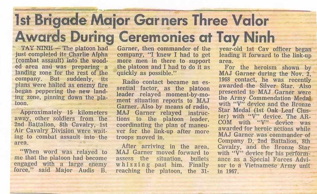 A newspaper article about the ceremony of three major garners.